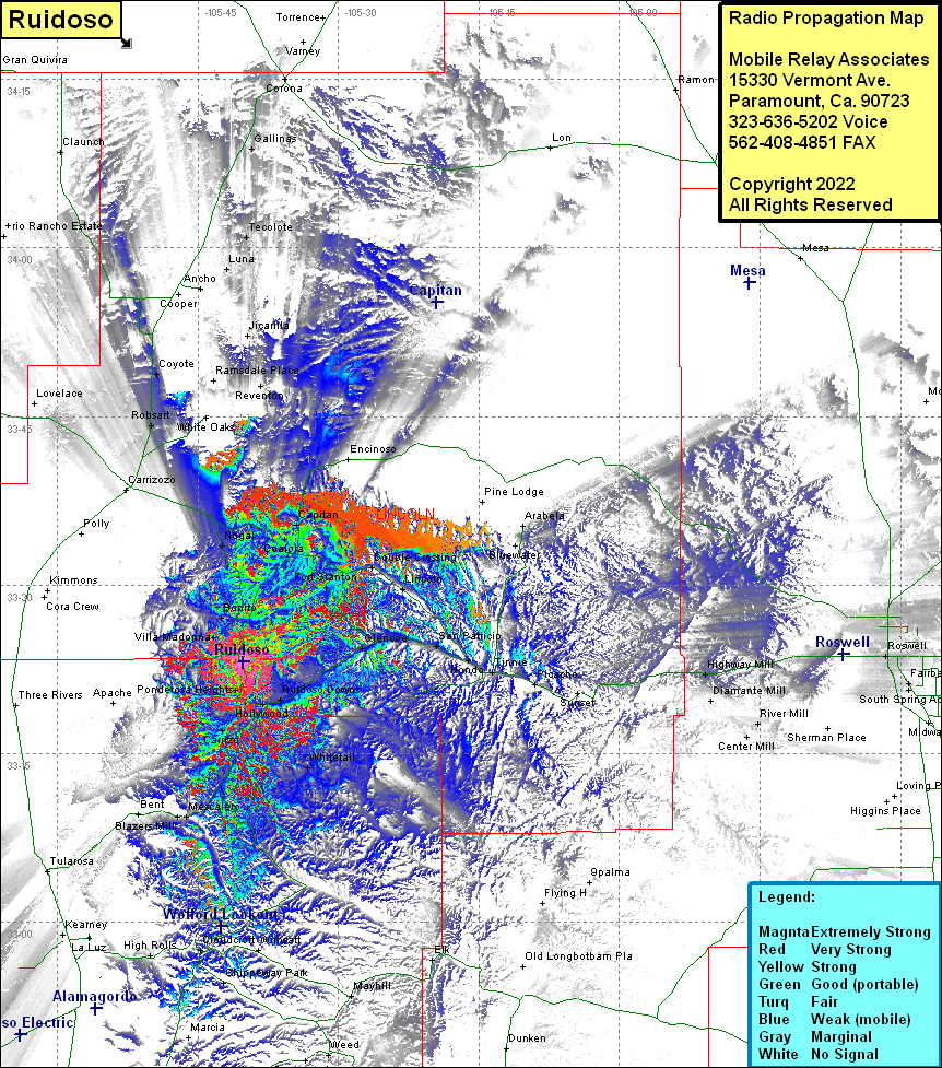 heat map radio coverage Ruidoso
